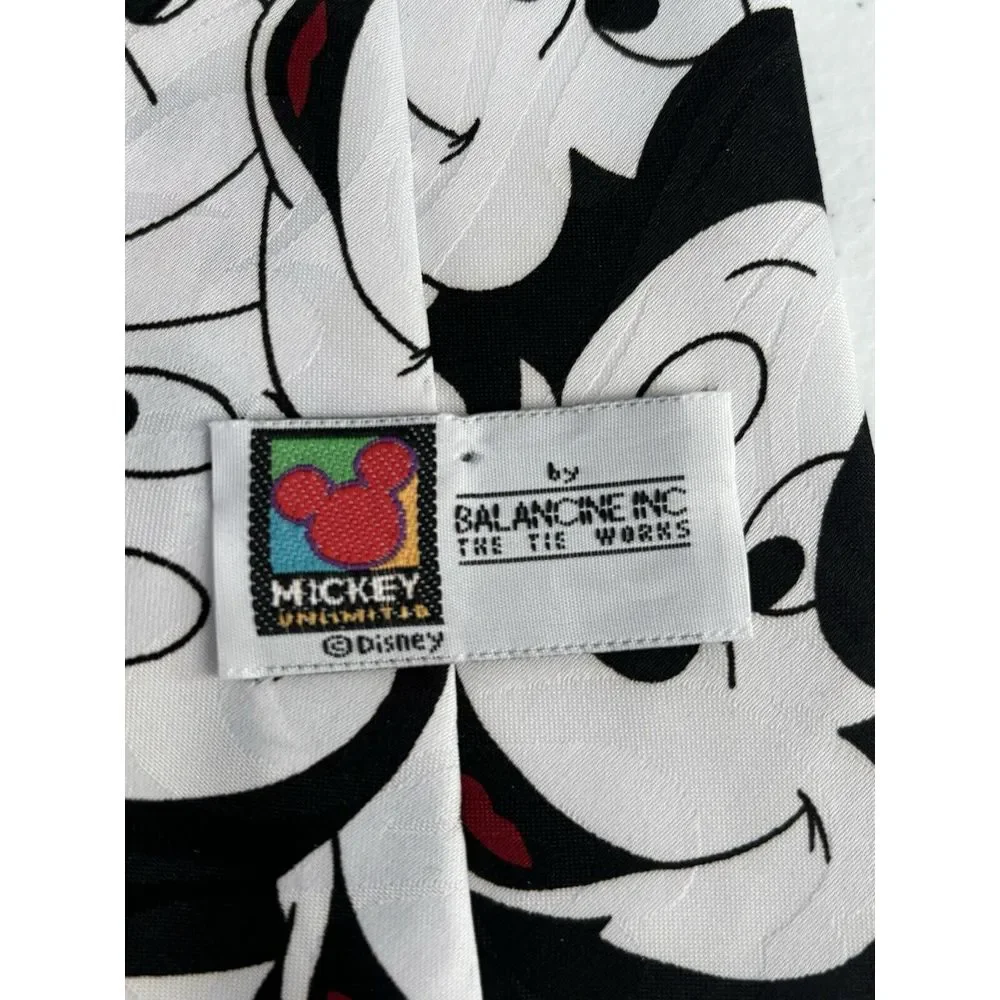 Mickey Unlimited by Balancine Inc VTG Disney Black and White‎ Graphic Print Tie